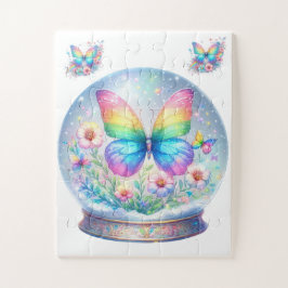 Puzzel-Regenboog Glitter Vlinder & Bloem Legpuzzel