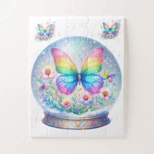 Puzzel-Regenboog Glitter Vlinder & Bloem Legpuzzel (Verticaal)