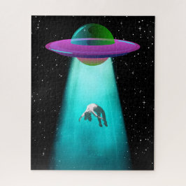 PUZZEL: Retro Alien UFO Ontvoering Legpuzzel