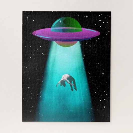 PUZZEL: Retro Alien UFO Ontvoering Legpuzzel (Verticaal)