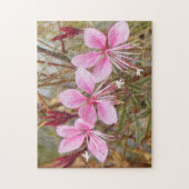 Puzzel - Roze bloemen in gedroogd gras (Verticaal)