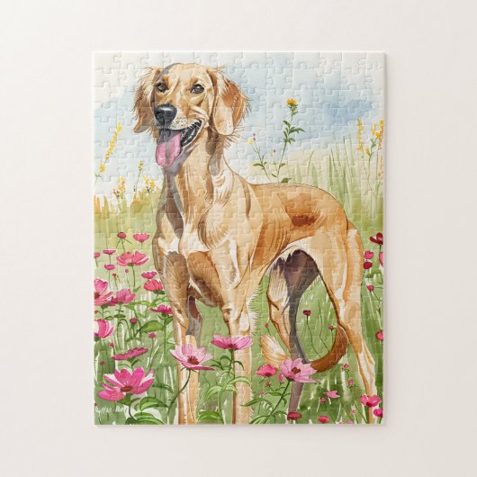 Puzzel - Saluki Watercolor Hond Jigsaw Cadeau (Verticaal)