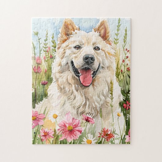 Puzzel – Samojeed Waterverf Legpuzzel voor Hondenl (Verticaal)