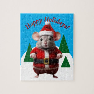 Puzzel - Santa Mouse in de winter Scene