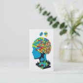 Puzzel stuk brein met breuken visitekaartje (Staand voorkant)