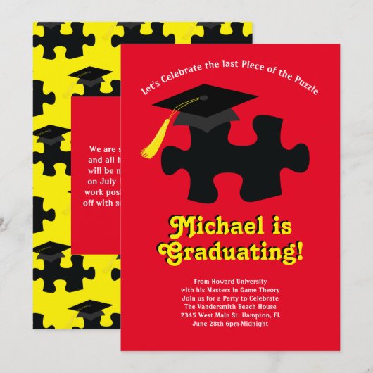 Puzzel stuk Graduation Party Kaart (Voorkant / Achterkant)