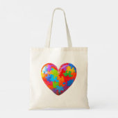 Puzzel stuk hart Canvas tas (Achterkant)