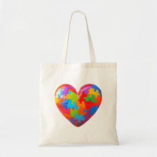Puzzel stuk hart Canvas tas