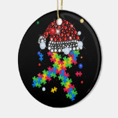 Puzzel Stuk Lint Santa Hoed Kerstmis Autisme Awa Keramisch Ornament (Links)