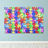 PUZZEL STUKJES AUTISME 3 Paneel Canvas Muur Kunst (Insitu (Houten vloer))