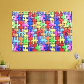 PUZZEL STUKJES AUTISME 3 Paneel Canvas Muur Kunst Afdruk (Insitu (Woonkamer))