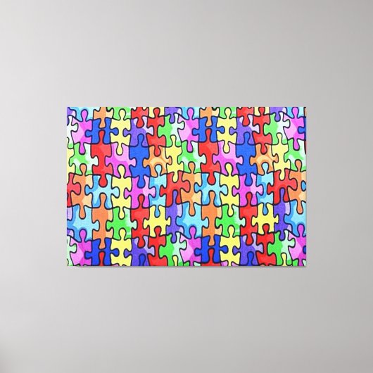 PUZZEL STUKJES AUTISME 3 Paneel Canvas Muur Kunst Afdruk (Voorkant)