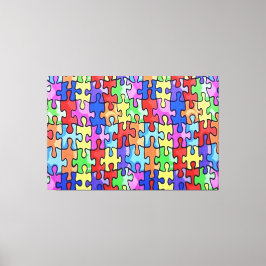 PUZZEL STUKJES AUTISME 3 Paneel Canvas Muur Kunst Afdruk