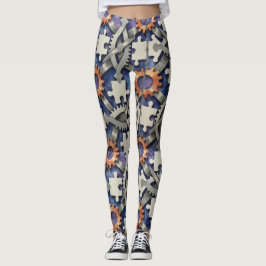 Puzzel stukjes tandwielen naadloos patroon leggings