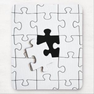 Puzzel stukken grillig plezier zwart en wit muismat