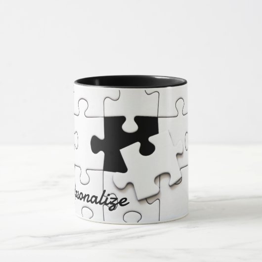 Puzzel stukken leuk grillig zwart en wit mok (Midden)