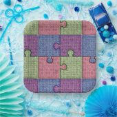 Puzzel stukken multi gekleurd papieren bordje (Feest)