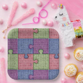 Puzzel stukken multi gekleurd papieren bordje (Feest)