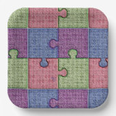 Puzzel stukken multi gekleurd papieren bordje (Voorkant)