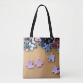 Puzzel stukken op een all over print canvas tas (Voorkant)
