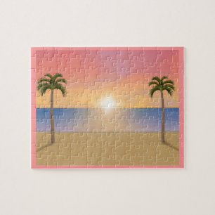 Puzzel: Sunset/Sunrise Beach Scene Legpuzzel