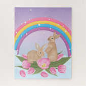puzzel van bunnies onder regenboog met sterren legpuzzel (Verticaal)