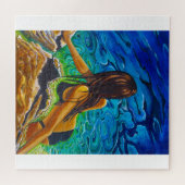 Puzzel van de vrouw in zwarte bikini legpuzzel (Horizontaal)