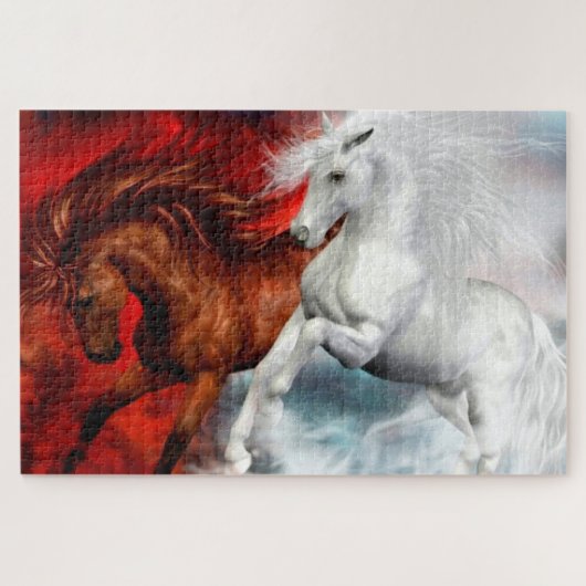 puzzel van lucht - en brandpaarden legpuzzel (Horizontaal)