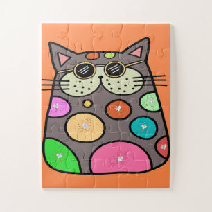 Puzzel voor kinderen komieke kat grote stukken