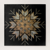 Puzzel Walnut met geëtst staal en sneeuwvlok frame (Verticaal)