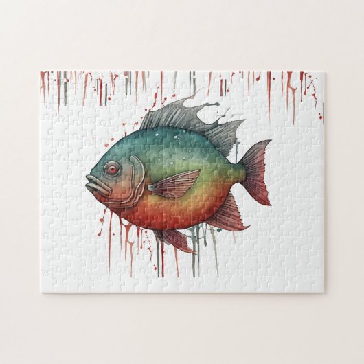 Puzzel - Waterverf Serie: Piranha (Horizontaal)