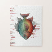 Puzzel - Waterverf Serie: Piranha (Verticaal)