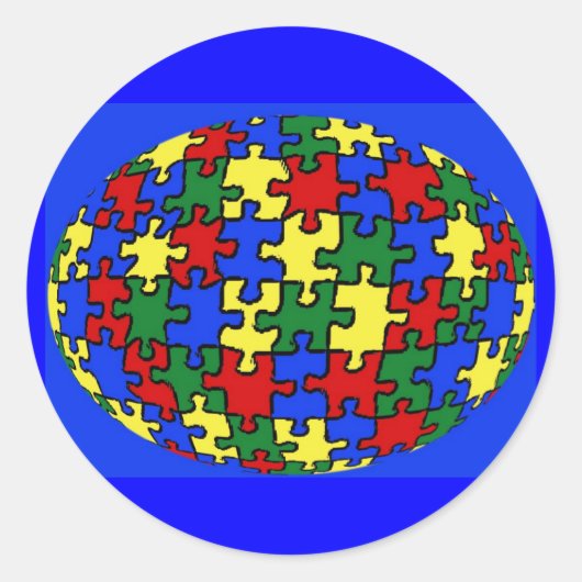 Puzzel wereld Sticker (Voorkant)