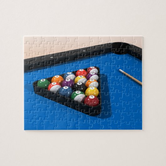 Puzzel: Zwembad ballen op blauw vilt Legpuzzel (Horizontaal)