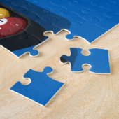 Puzzel: Zwembad ballen op blauw vilt Legpuzzel (Zijkant)