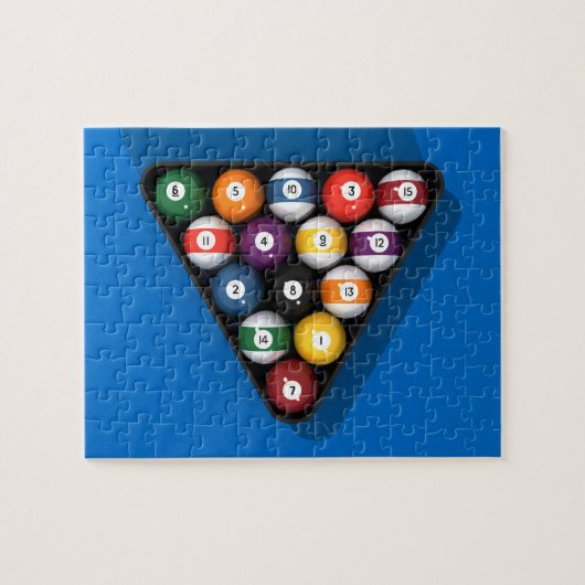 Puzzel: Zwembad ballen op blauw vilt Legpuzzel (Horizontaal)