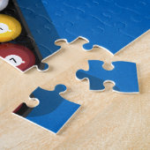 Puzzel: Zwembad ballen op blauw vilt Legpuzzel (Zijkant)