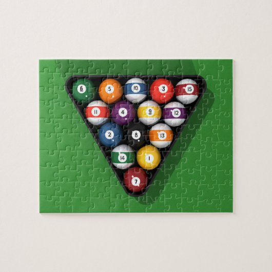 Puzzel: Zwembadballen op groen vilt Legpuzzel (Horizontaal)