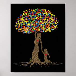 Puzzelboom Liefde Moeder en autistische dochter Au Poster