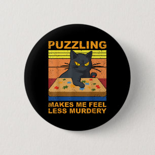 Puzzelen Maakt Me Minder Moorddadig Retro Vintage  Ronde Button 5,7 Cm