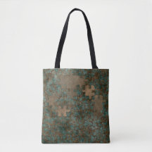 Puzzelgeoxideerde metalen canvas tas