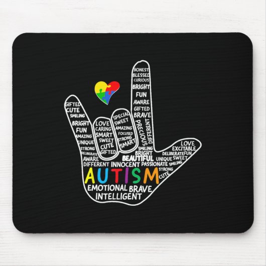 Puzzelhart Asl Liefde Gebarentaal Hand Autisme Bew Muismat (Voorkant)