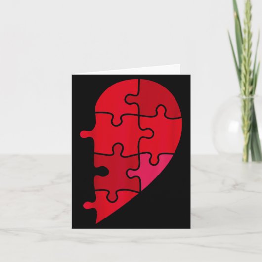 Puzzelhart linkerhelft Valentijn bruid bruidegom Kaart (Voorkant)