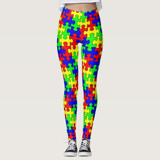 Puzzelige Leggings: Colorful Puzzle Leggings (Voorkant)