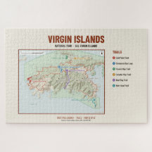 Puzzelkaart van Virgin Islands National Park Trail