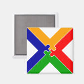 Puzzelletter X monogram Magneet (Voorkant / Achterkant)