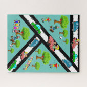 Puzzelpark Auto's Kinderen Spelen Hond Legpuzzel (Horizontaal)