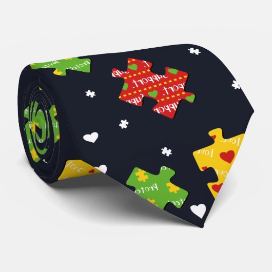 Puzzelpatroon voor Autisme Bewustzijn Stropdas (Opgerold)