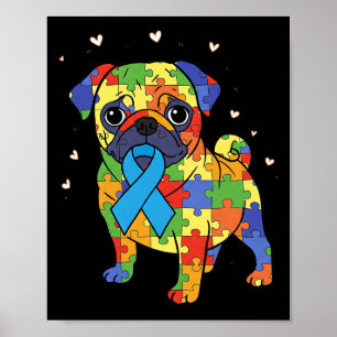 Puzzelpug Autisme Bewustzijn Autistische Hond Dame Poster