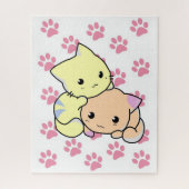 Puzzelroze pokken katten Kittens Legpuzzel (Verticaal)